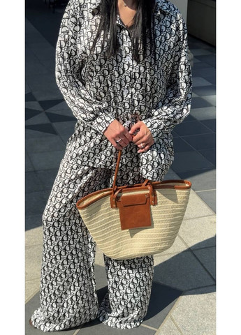 Женский шелковый костюм с принтом: рубашка + штаны палаццо + платок Україна (354693263)