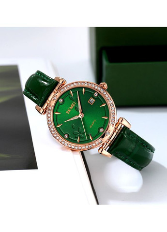 Годинник 2169RGGN Rose Gold-Green жіночі класичні кварцові зі шкіряним ремінцем та водозахистом 50 м ProDobro (367264994)