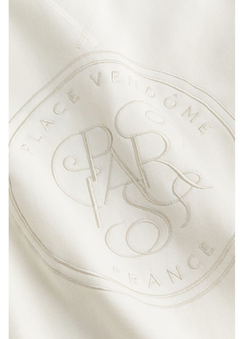 Белый свитшот из хлопка H&M однотонный (360818679)