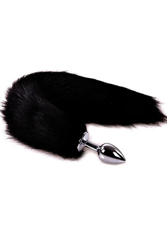Анальна пробка металева з хвостиком чорного кольору, 10138 No Brand (315439955)