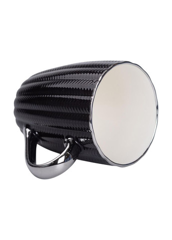 Чашка фарфоровая 400 (мл) с серебристым ободком и ручкой для чая Черная RX-N231315B Liling Rongxiang Ceramic (369143094)