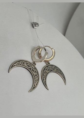 Срібні сережки Лунниця візерунки 925 проба No Brand (338861892)