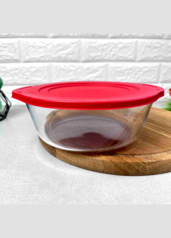 Стеклянная кастрюля с силиконовой крышкой из жаропрочного стекла 2.1л Red Cover Borcam (303213050)