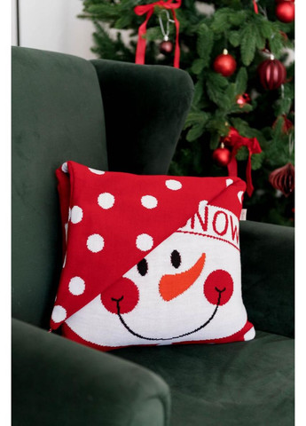 Декоративна наволочка Сніговик у ковпаку новорічна подушка для святкового декору Різдвяна наволочка ProDobro (369365359)
