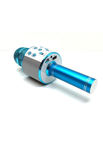 Микрофон беспроводной караоке bluetooth USB колонка Голубой (С 48340) No Brand (313102023)