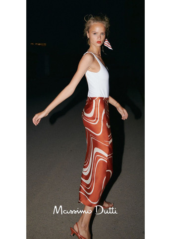 Разноцветная кэжуал однотонная юбка макси из вискозы Massimo Dutti