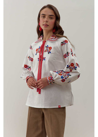 Біла вишиванка жіноча із лляного полотна яворівська (fm3037) Folk Moda (365729887)