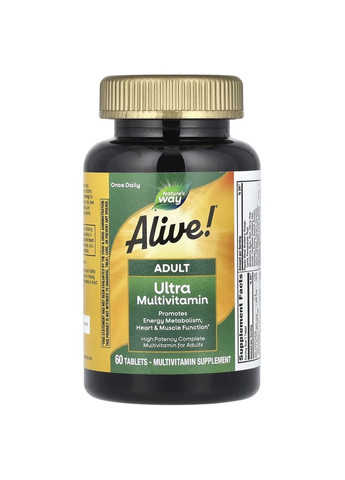 Мультивітаміни для дорослих, Alive! Adult Ultra Potency Complete Multivitamin,, 60 таблеток Nature's Way (315146227)
