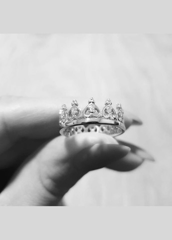 Каблучка срібна тематична Корона з маленькими білими фіанітами No Brand (362177211)