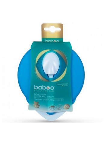 Набор детской посуды тарелочка глубокая с крышкой и ложечкой синяя (90594) Baboo тарілочка глибока з кришкою та ложечкою синя (366154113)