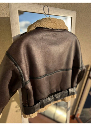 Дубленка женская 265 короткая ремень молния с мехом экокожа AFTF BASIC (304773600)