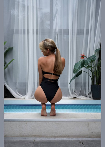 Черный модный слитный купальник с розами Simply sexy