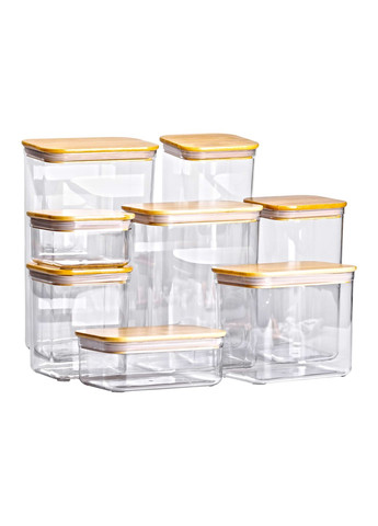 Набор банок для сыпучих продуктов 8 штук с бамбуковой крышкой Yiwu (328603038)