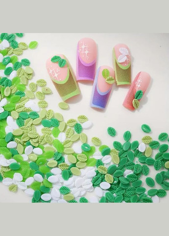Весняно-літні маленькі зелені листочки для декору нігтів 50 шт стильні фігурки для унікального манікюру No Brand (315070511)