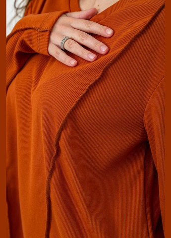 Лонгслив женский в рубчик Ager - крой терракотовый трикотаж - (294339141)
