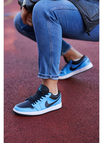 КРОСІВКИ ЖІНОЧІ NIKE AIR JORDAN 1 LOW UNIVERSITY BLUE BLACK НАЙК АІР ДЖОРДАН No Brand чорні демісезони (367171270)