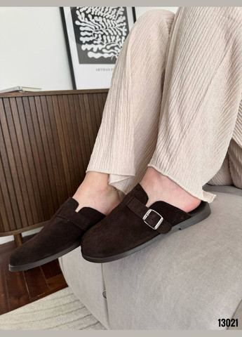 Темно-коричневые замшевые удобные клоги Helen