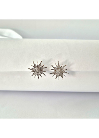 Серебряные серьги Солнце в Белых камнях серебро 925 пробы Родированное 5589р 4.00г No Brand (306741450)