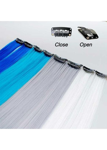 Цветное прядь волос на заколках 60 см серое Накладные волосы - (372733918)