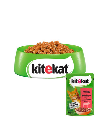 Вологий корм для котів КІТЕКАТ з Ялович. в соусі, 85 г Kitekat . (303701213)
