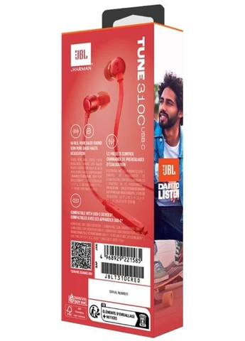 Наушники TUNE 310C USB-C Красные проводные Красный JBL (402282625)