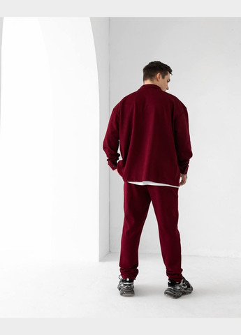 Бордовий демісезонний замшевий костюм двійка з сорочкою, брючний Україна