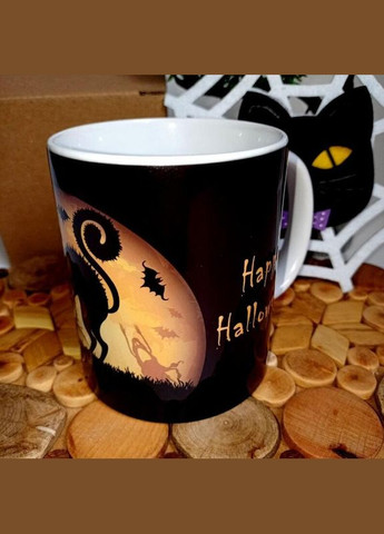 Керамическая кружка happy halloween-черный кот-полнолуние+подарок No Brand (342384662)