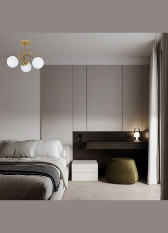 Стельова бронзова люстра з 3 білими плафонами-кулями "Triple Glow "(52-9903-3 BRZ+WH) No Brand (370069941)