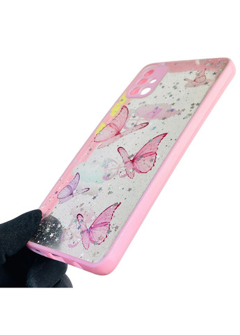 Чехол для Galaxy A51 (SM-A515F) с блёстками с бабочками на самсунг а51 розовый Samsung (366387240)