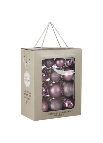 Елочная игрушка Стеклянные шарики 26 шт D7 см D6 см D5 см Сиреневые (8720362102854) House Of Seasons Скляні кульки 26 шт D7 см D6 см D5 см Бузкові (367830096)