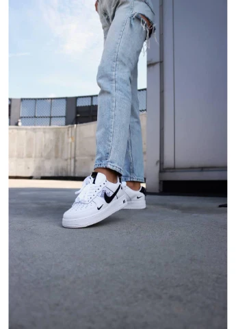 Чорні Осінні кросівки чоловічі nike air force 107lv8 ultra white black 1 найк аір форс 1 преміум No Brand