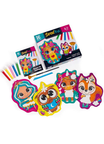 Набор для творчества "Sand Art Веселые друзья" VT4501-01, 5 флаконов с песком Vladi toys (301834797)