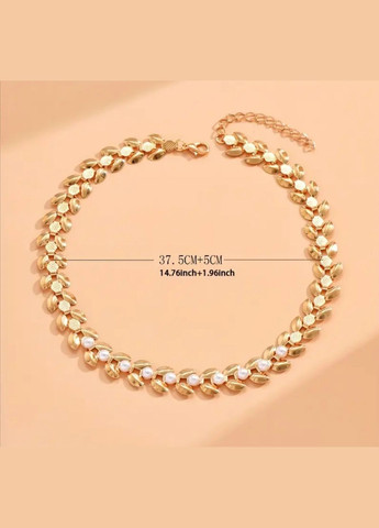 Жіноче кольє - чокер із перлами у вигляді колоска, колір золото. No Brand (314872925)