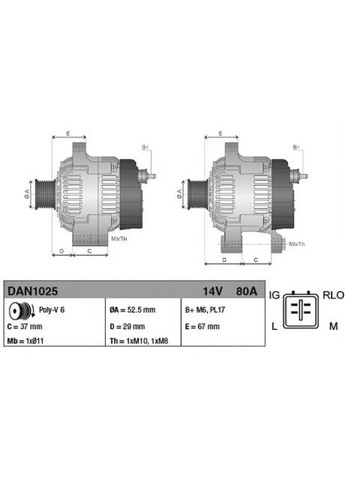 Генератор 114897 TH DAN1025 Denso (366181193)