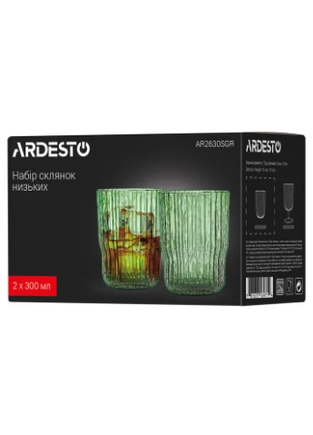 Набір склянок низьких 300 мл, 2 шт., зелений AR2630SGR Ardesto (386522219)