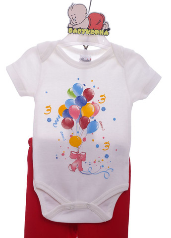 Червоний демісезонний комплект боді, штани, трикотажний кофта для дівчинки кульки червоний 62 см (36908) BABYKROHA