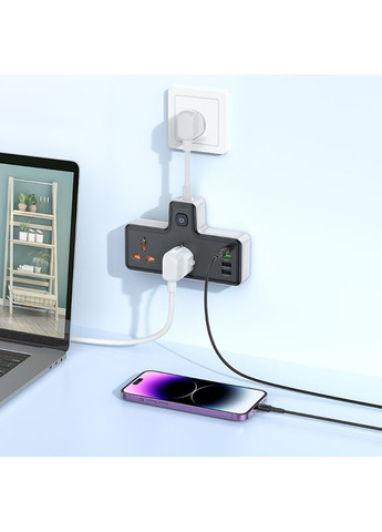 Сетевой удлинитель Reise 2-position expansion socket(PD30W/1C3A) Black (6942007607094) Hoco AC12A (372682276)