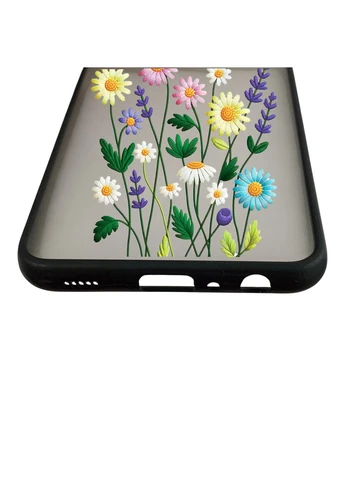 Чохол для телефона Galaxy A22 4G (SM-A225F) с 3D принтом польові квіти із захистом камери чорний Samsung (399771105)