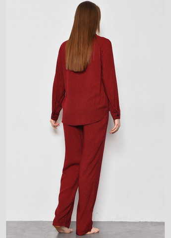 Красная всесезон пижама женская красного цвета с принтом рубашка + брюки Let's Shop