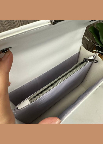 Жіноча міні сумочка клатч на плече стьобана з пташками екокожа молочна із золотом (sku_1198МГ) No Brand (330576060)