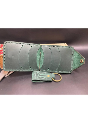 Затиск Для Грошей із Натуральної Шкіри РучноЇ Роботи з Монетницею з Гербом Набір + Брелок Колір Шкіряний Гаманець No Brand (358203459)