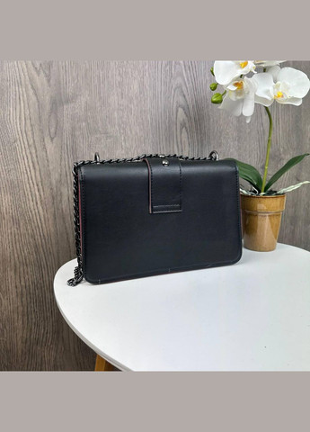 Женская сумочка-клатч-стило Pinko черная с красными вставками, маленькая сумка Пинко с птичками 1800 (336551810)