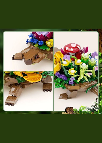 Конструктор черепаха с букетом цветов 509 деталей (421) No Brand (338625896)