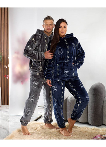 Серая пижама унисекс кенгуру теплая мягкий двухсторонний плюш,штаны и кофта Україна