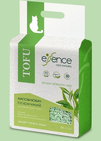 Наполнитель для кошачьего туалета из тофу с ароматом зеленого чая 6 л (4820261920017) Essence (279565376)