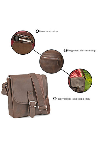 Сумка 00890 з вінтажній шкіри Коричнева Shvigel (331910137)