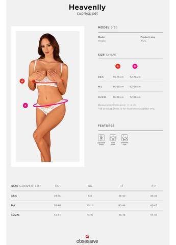 Белый демисезонный комплект с открытым бюстом и трусиками heavenlly set otwarte Obsessive