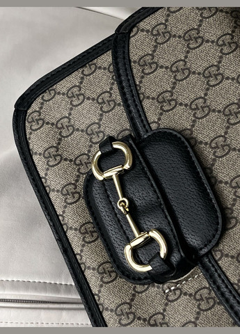 Жіноча сумочка Гучі Horsebit 1955 (чорно-сірий колір) No Brand (322605024)