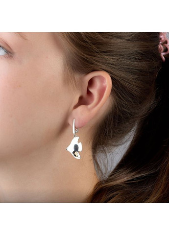 Сережки срібні у формі птиці Освітлення BLACK DIAMOND 925 проби Skifska Etnika (364203012)