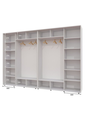 Шафа-купе чотиридверна 360*60*230 см Білий 4 двері Дзеркало ШК-02 Алекса (360476698)